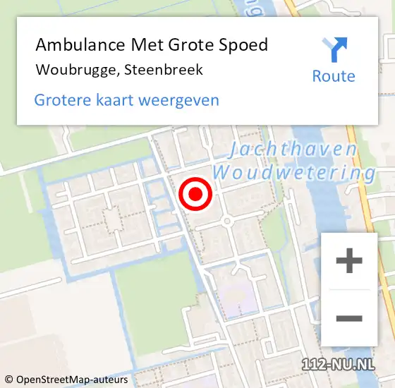 Locatie op kaart van de 112 melding: Ambulance Met Grote Spoed Naar Woubrugge, Steenbreek op 3 september 2023 11:45