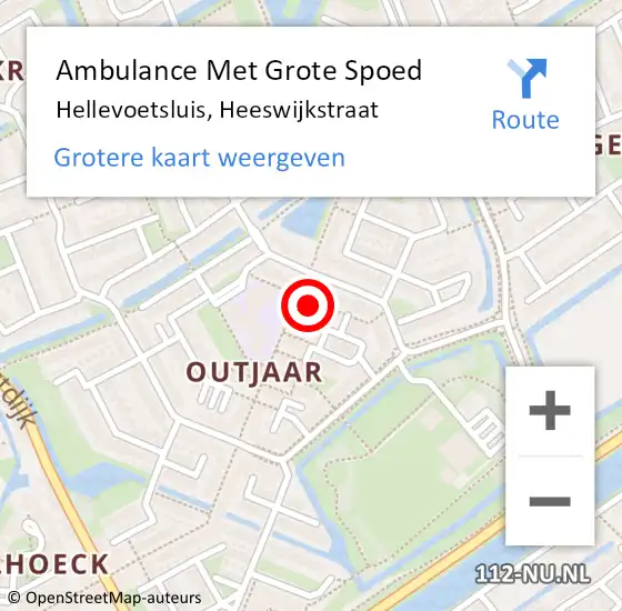 Locatie op kaart van de 112 melding: Ambulance Met Grote Spoed Naar Hellevoetsluis, Heeswijkstraat op 3 september 2023 11:47