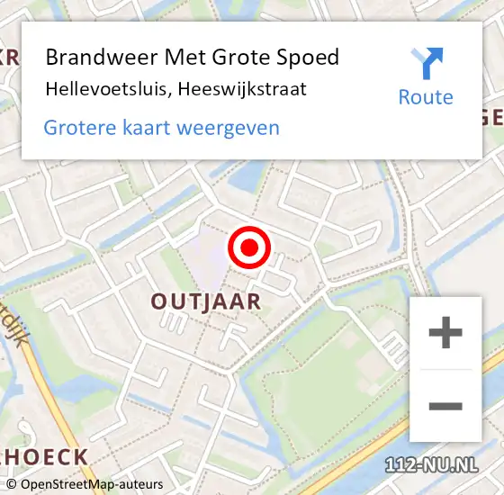 Locatie op kaart van de 112 melding: Brandweer Met Grote Spoed Naar Hellevoetsluis, Heeswijkstraat op 3 september 2023 11:47