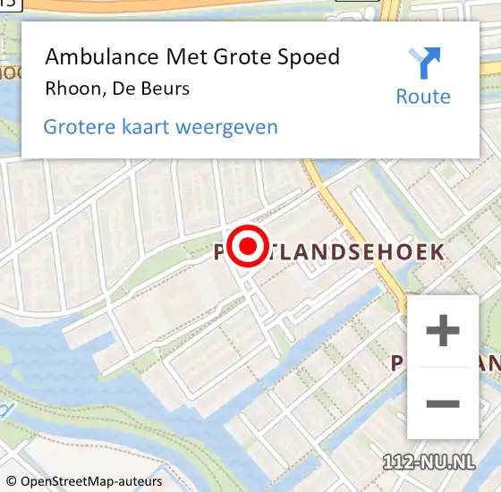 Locatie op kaart van de 112 melding: Ambulance Met Grote Spoed Naar Rhoon, De Beurs op 3 september 2023 11:52