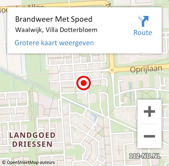 Locatie op kaart van de 112 melding: Brandweer Met Spoed Naar Waalwijk, Villa Dotterbloem op 3 september 2023 12:25