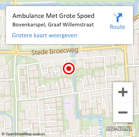 Locatie op kaart van de 112 melding: Ambulance Met Grote Spoed Naar Bovenkarspel, Graaf Willemstraat op 3 september 2023 12:52