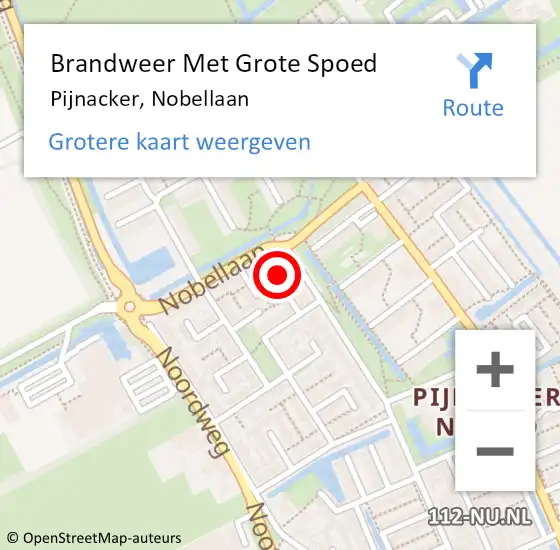 Locatie op kaart van de 112 melding: Brandweer Met Grote Spoed Naar Pijnacker, Nobellaan op 3 september 2023 13:04