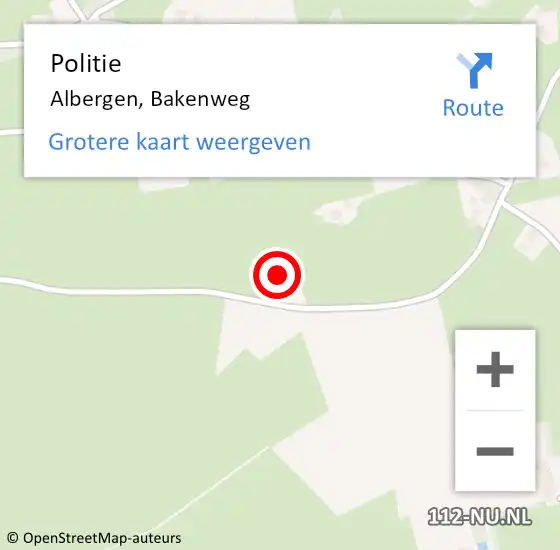 Locatie op kaart van de 112 melding: Politie Albergen, Bakenweg op 3 september 2023 13:22