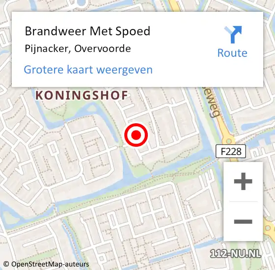 Locatie op kaart van de 112 melding: Brandweer Met Spoed Naar Pijnacker, Overvoorde op 3 september 2023 13:39