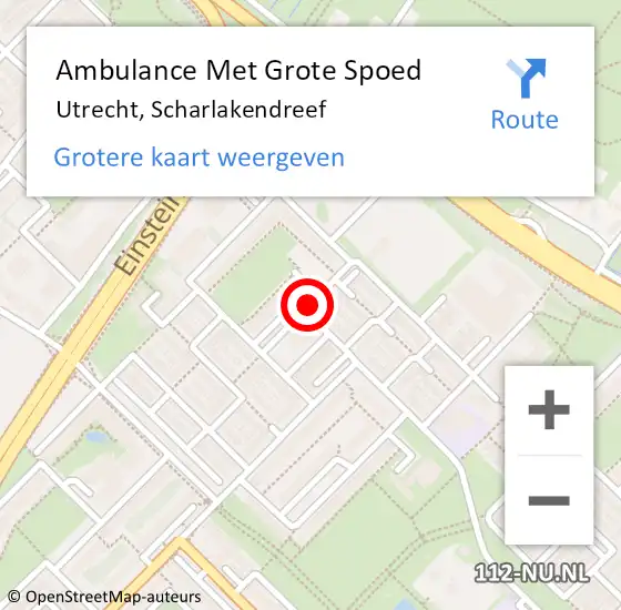 Locatie op kaart van de 112 melding: Ambulance Met Grote Spoed Naar Utrecht, Scharlakendreef op 6 september 2014 19:21