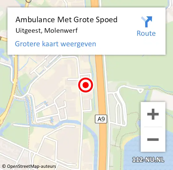 Locatie op kaart van de 112 melding: Ambulance Met Grote Spoed Naar Uitgeest, Molenwerf op 3 september 2023 14:12