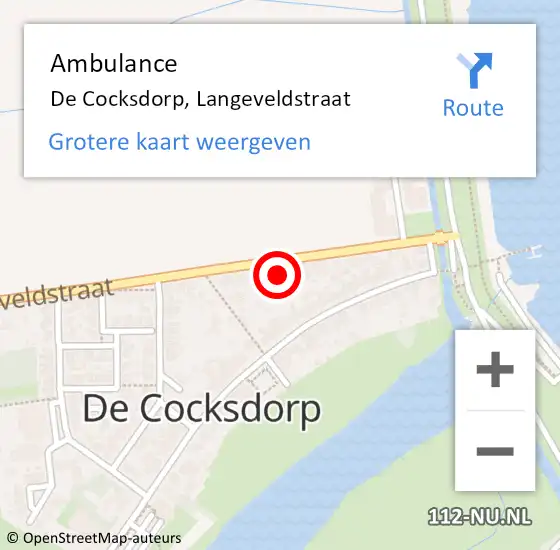 Locatie op kaart van de 112 melding: Ambulance De Cocksdorp, Langeveldstraat op 3 september 2023 14:17