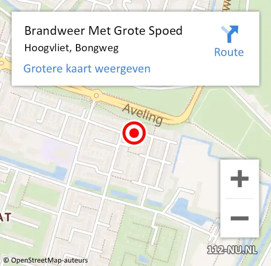 Locatie op kaart van de 112 melding: Brandweer Met Grote Spoed Naar Hoogvliet, Bongweg op 3 september 2023 14:37