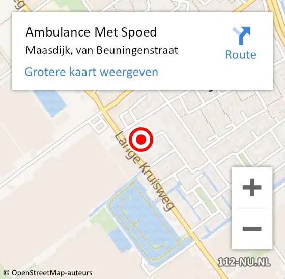 Locatie op kaart van de 112 melding: Ambulance Met Spoed Naar Maasdijk, van Beuningenstraat op 3 september 2023 14:54