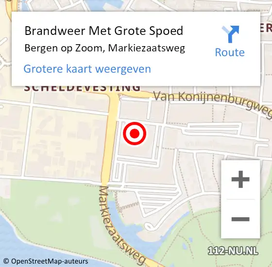 Locatie op kaart van de 112 melding: Brandweer Met Grote Spoed Naar Bergen op Zoom, Markiezaatsweg op 3 september 2023 15:03