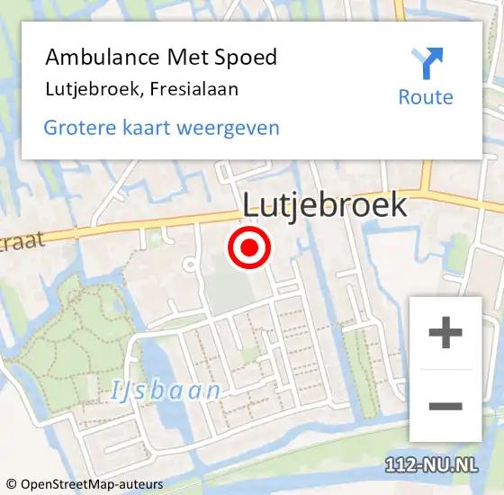 Locatie op kaart van de 112 melding: Ambulance Met Spoed Naar Lutjebroek, Fresialaan op 3 september 2023 15:03