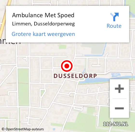 Locatie op kaart van de 112 melding: Ambulance Met Spoed Naar Limmen, Dusseldorperweg op 3 september 2023 15:13