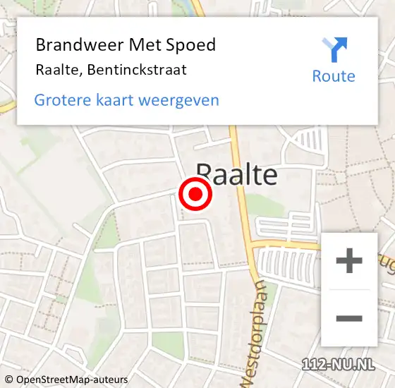 Locatie op kaart van de 112 melding: Brandweer Met Spoed Naar Raalte, Bentinckstraat op 3 september 2023 15:13