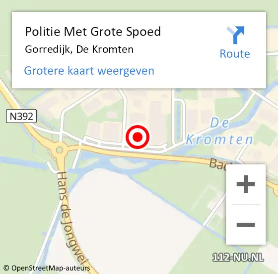 Locatie op kaart van de 112 melding: Politie Met Grote Spoed Naar Gorredijk, De Kromten op 3 september 2023 15:22