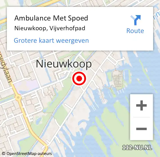 Locatie op kaart van de 112 melding: Ambulance Met Spoed Naar Nieuwkoop, Vijverhofpad op 3 september 2023 15:31