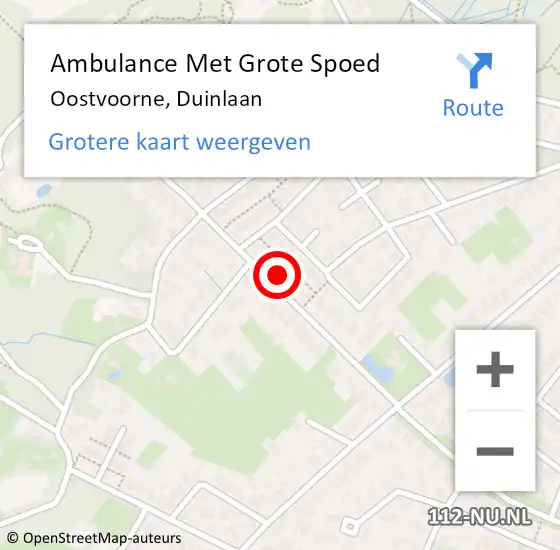 Locatie op kaart van de 112 melding: Ambulance Met Grote Spoed Naar Oostvoorne, Duinlaan op 3 september 2023 15:40