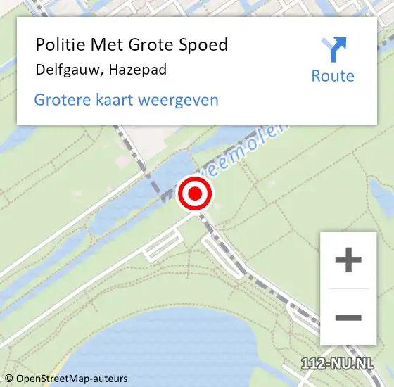 Locatie op kaart van de 112 melding: Politie Met Grote Spoed Naar Delfgauw, Hazepad op 3 september 2023 15:56