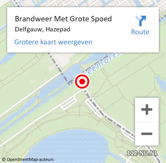 Locatie op kaart van de 112 melding: Brandweer Met Grote Spoed Naar Delfgauw, Hazepad op 3 september 2023 15:56