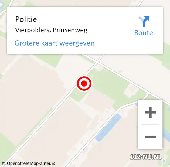 Locatie op kaart van de 112 melding: Politie Vierpolders, Prinsenweg op 3 september 2023 16:30