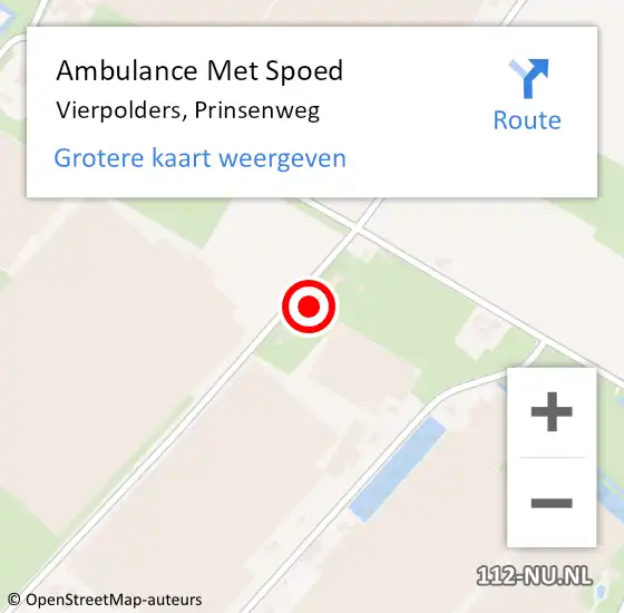 Locatie op kaart van de 112 melding: Ambulance Met Spoed Naar Vierpolders, Prinsenweg op 3 september 2023 16:39