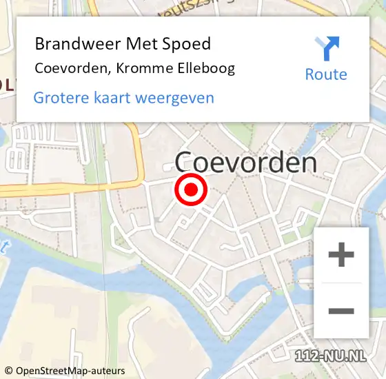 Locatie op kaart van de 112 melding: Brandweer Met Spoed Naar Coevorden, Kromme Elleboog op 3 september 2023 16:41