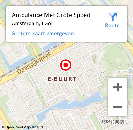 Locatie op kaart van de 112 melding: Ambulance Met Grote Spoed Naar Amsterdam, EGoli op 3 september 2023 16:49