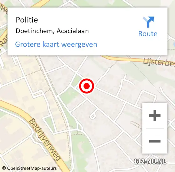 Locatie op kaart van de 112 melding: Politie Doetinchem, Acacialaan op 3 september 2023 16:53