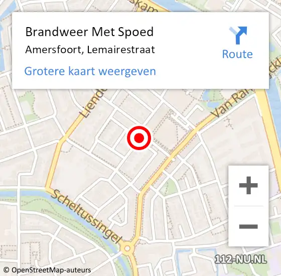 Locatie op kaart van de 112 melding: Brandweer Met Spoed Naar Amersfoort, Lemairestraat op 13 oktober 2013 19:05