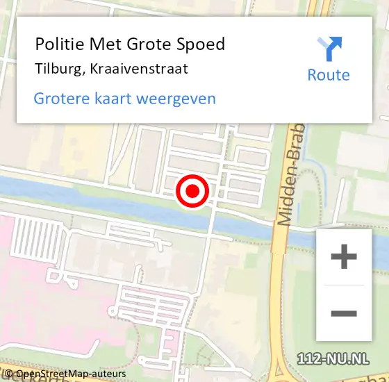 Locatie op kaart van de 112 melding: Politie Met Grote Spoed Naar Tilburg, Kraaivenstraat op 3 september 2023 17:01