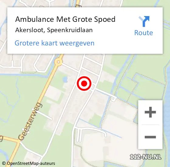 Locatie op kaart van de 112 melding: Ambulance Met Grote Spoed Naar Akersloot, Speenkruidlaan op 3 september 2023 17:01