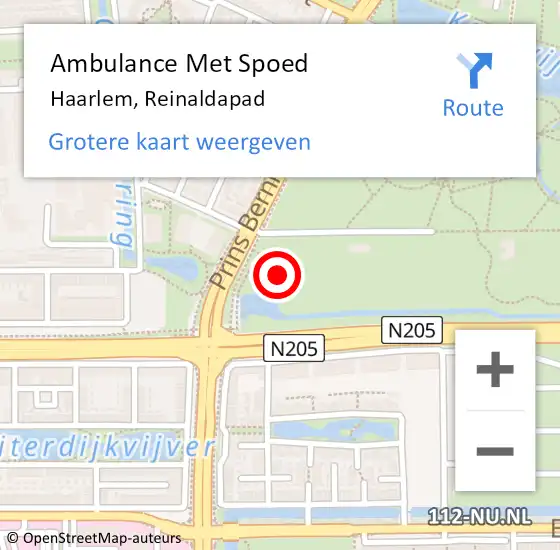 Locatie op kaart van de 112 melding: Ambulance Met Spoed Naar Haarlem, Reinaldapad op 3 september 2023 17:08