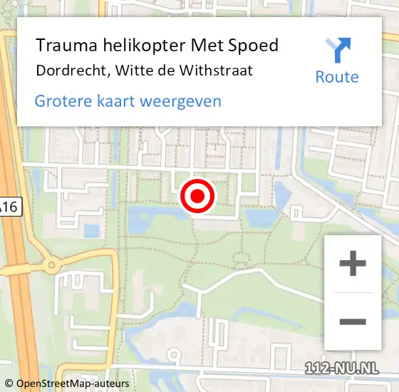 Locatie op kaart van de 112 melding: Trauma helikopter Met Spoed Naar Dordrecht, Witte de Withstraat op 3 september 2023 17:23
