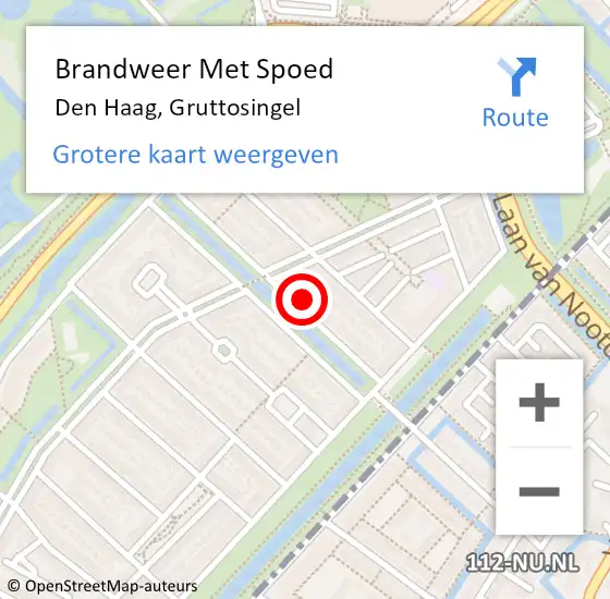 Locatie op kaart van de 112 melding: Brandweer Met Spoed Naar Den Haag, Gruttosingel op 3 september 2023 17:29