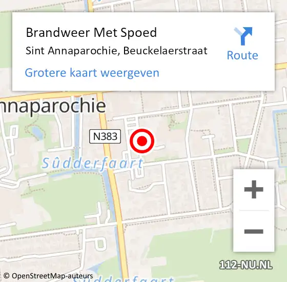 Locatie op kaart van de 112 melding: Brandweer Met Spoed Naar Sint Annaparochie, Beuckelaerstraat op 3 september 2023 17:36