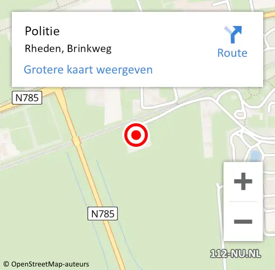 Locatie op kaart van de 112 melding: Politie Rheden, Brinkweg op 3 september 2023 17:36