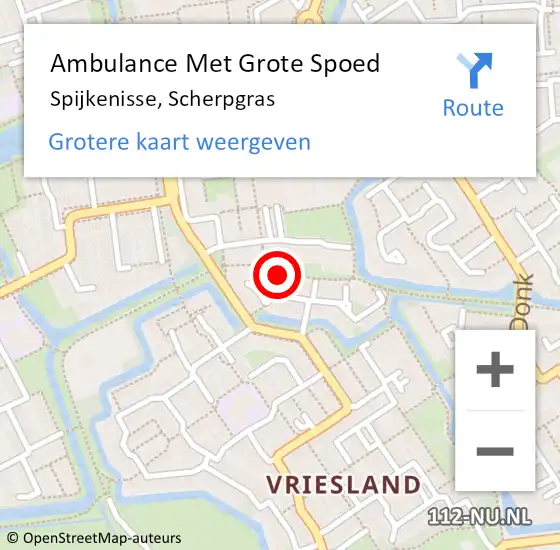 Locatie op kaart van de 112 melding: Ambulance Met Grote Spoed Naar Spijkenisse, Scherpgras op 3 september 2023 17:48