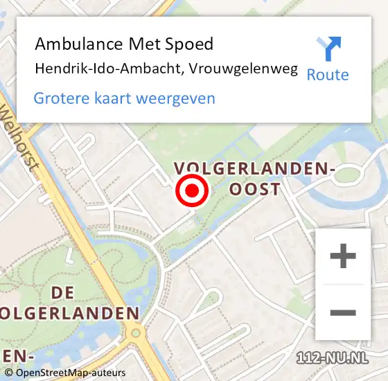 Locatie op kaart van de 112 melding: Ambulance Met Spoed Naar Hendrik-Ido-Ambacht, Vrouwgelenweg op 3 september 2023 18:05