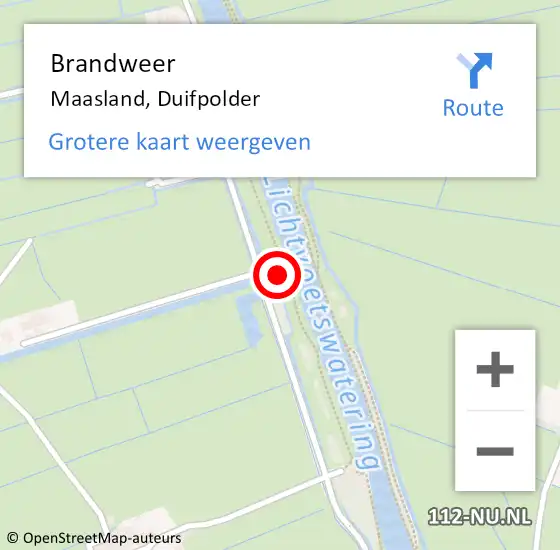 Locatie op kaart van de 112 melding: Brandweer Maasland, Duifpolder op 3 september 2023 18:23