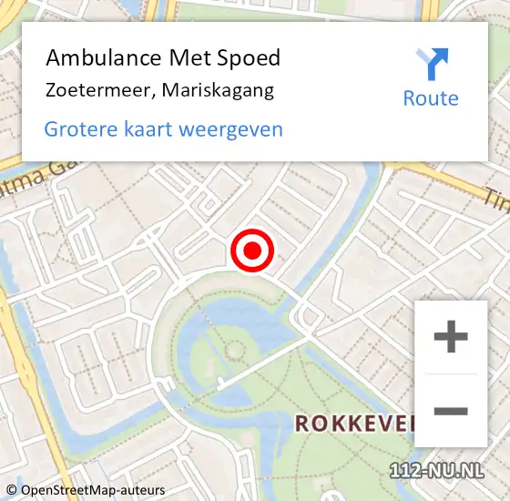 Locatie op kaart van de 112 melding: Ambulance Met Spoed Naar Zoetermeer, Mariskagang op 3 september 2023 18:43