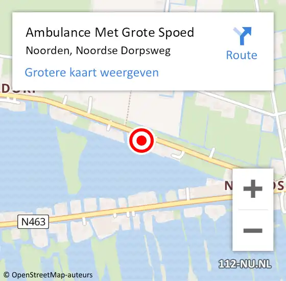 Locatie op kaart van de 112 melding: Ambulance Met Grote Spoed Naar Noorden, Noordse Dorpsweg op 3 september 2023 18:53