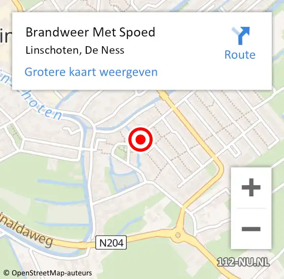 Locatie op kaart van de 112 melding: Brandweer Met Spoed Naar Linschoten, De Ness op 3 september 2023 18:58