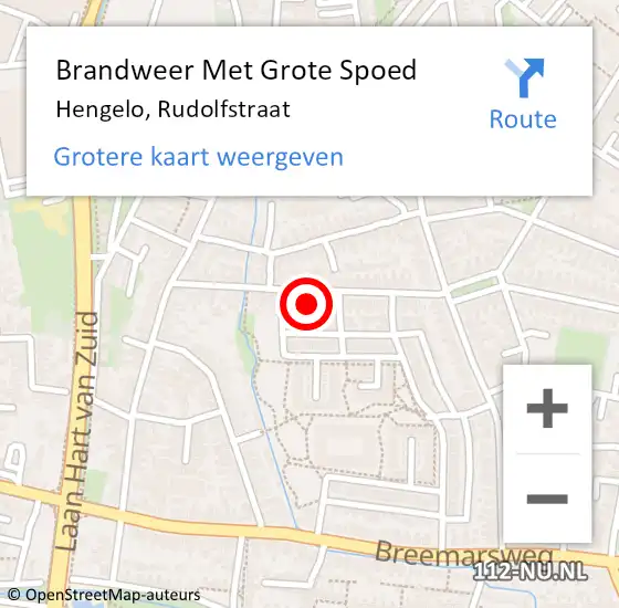 Locatie op kaart van de 112 melding: Brandweer Met Grote Spoed Naar Hengelo, Rudolfstraat op 3 september 2023 19:30