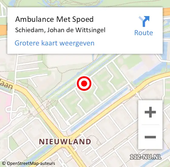 Locatie op kaart van de 112 melding: Ambulance Met Spoed Naar Schiedam, Johan de Wittsingel op 3 september 2023 19:57