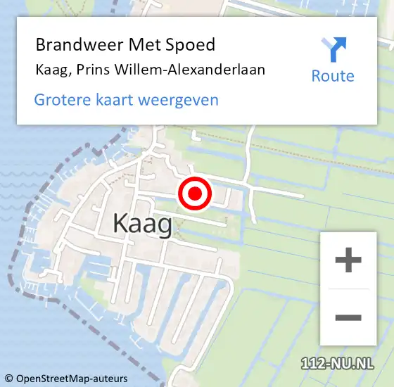 Locatie op kaart van de 112 melding: Brandweer Met Spoed Naar Kaag, Prins Willem-Alexanderlaan op 3 september 2023 20:12