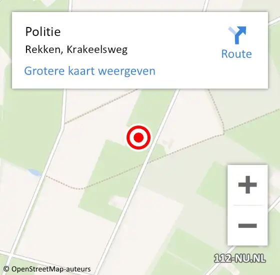 Locatie op kaart van de 112 melding: Politie Rekken, Krakeelsweg op 3 september 2023 20:16