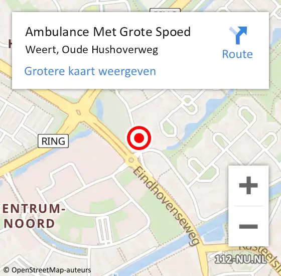 Locatie op kaart van de 112 melding: Ambulance Met Grote Spoed Naar Weert, Oude Hushoverweg op 3 september 2023 20:23