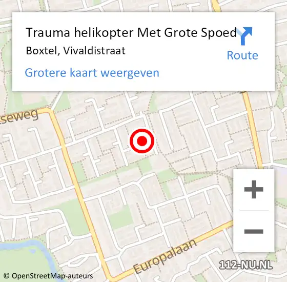 Locatie op kaart van de 112 melding: Trauma helikopter Met Grote Spoed Naar Boxtel, Vivaldistraat op 3 september 2023 20:26