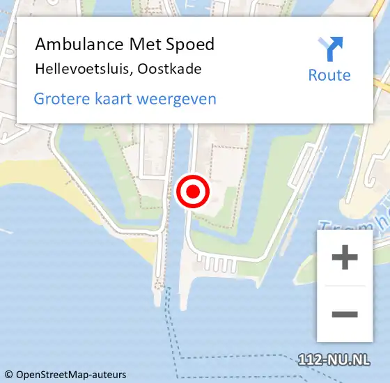 Locatie op kaart van de 112 melding: Ambulance Met Spoed Naar Hellevoetsluis, Oostkade op 3 september 2023 20:39