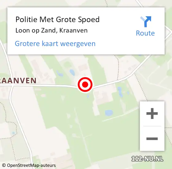 Locatie op kaart van de 112 melding: Politie Met Grote Spoed Naar Loon op Zand, Kraanven op 3 september 2023 20:50
